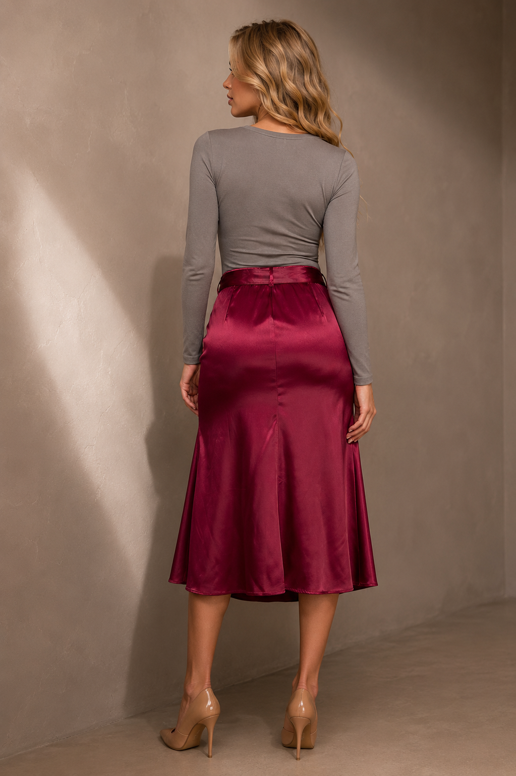 FALDA MIDI SATIN - Imagen 4
