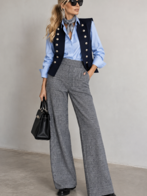 PANTALON CUADROS WIDE LEG